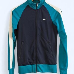 Vintage Nike Athletic Dept Track Jacket Mens M Blue White Colorblock Swoosh